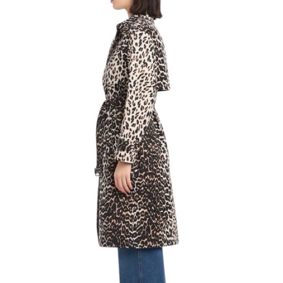 NEW Kate Spade New York Double Breasted Longline Leopard Print Trench Coat XL - Picture 4 of 5